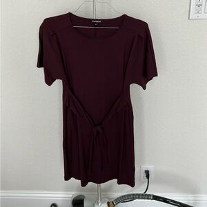 Maroon Express Red Dress with Tie Detail